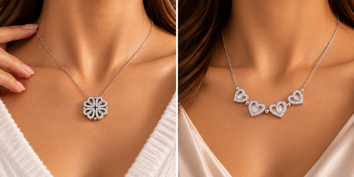 Four Leaf Clover Heart Necklace