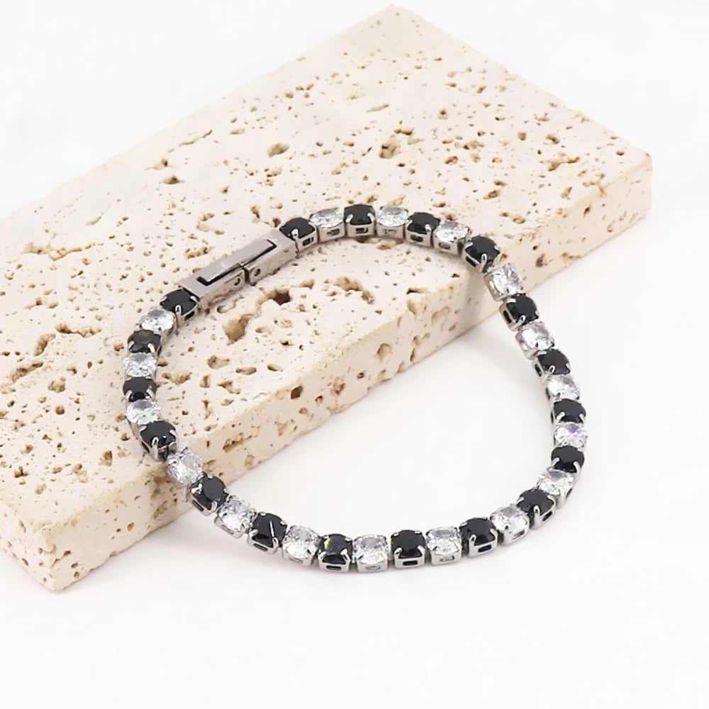 Black And White Tennis Bracelet