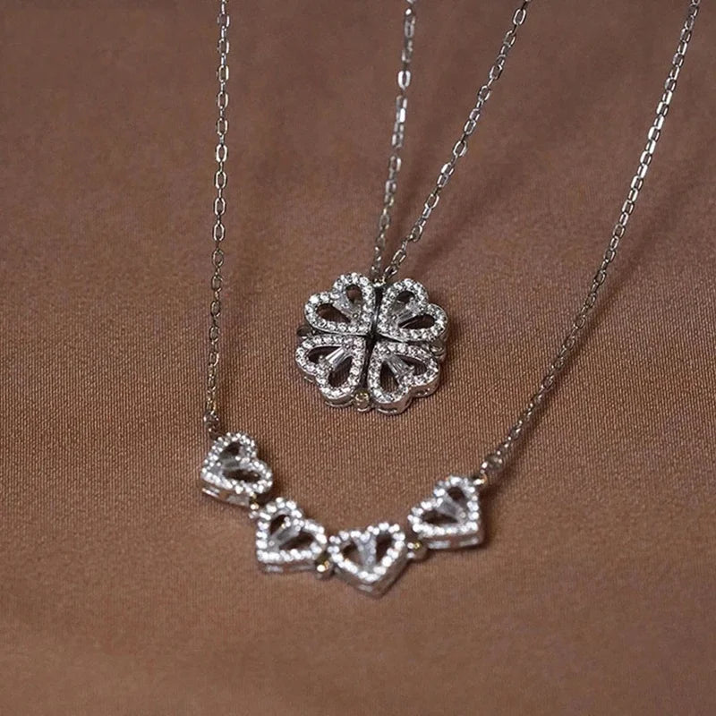 Four Leaf Clover Heart Necklace