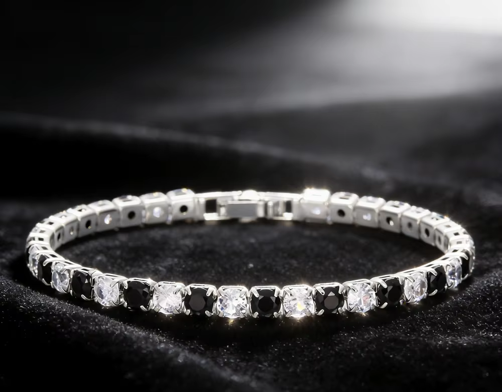 Black And White Tennis Bracelet