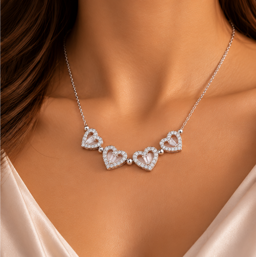 Four Leaf Clover Heart Necklace