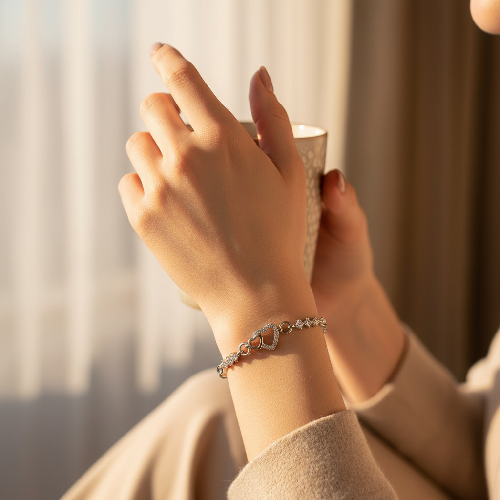 Silver Heart Bracelet Lifestyle